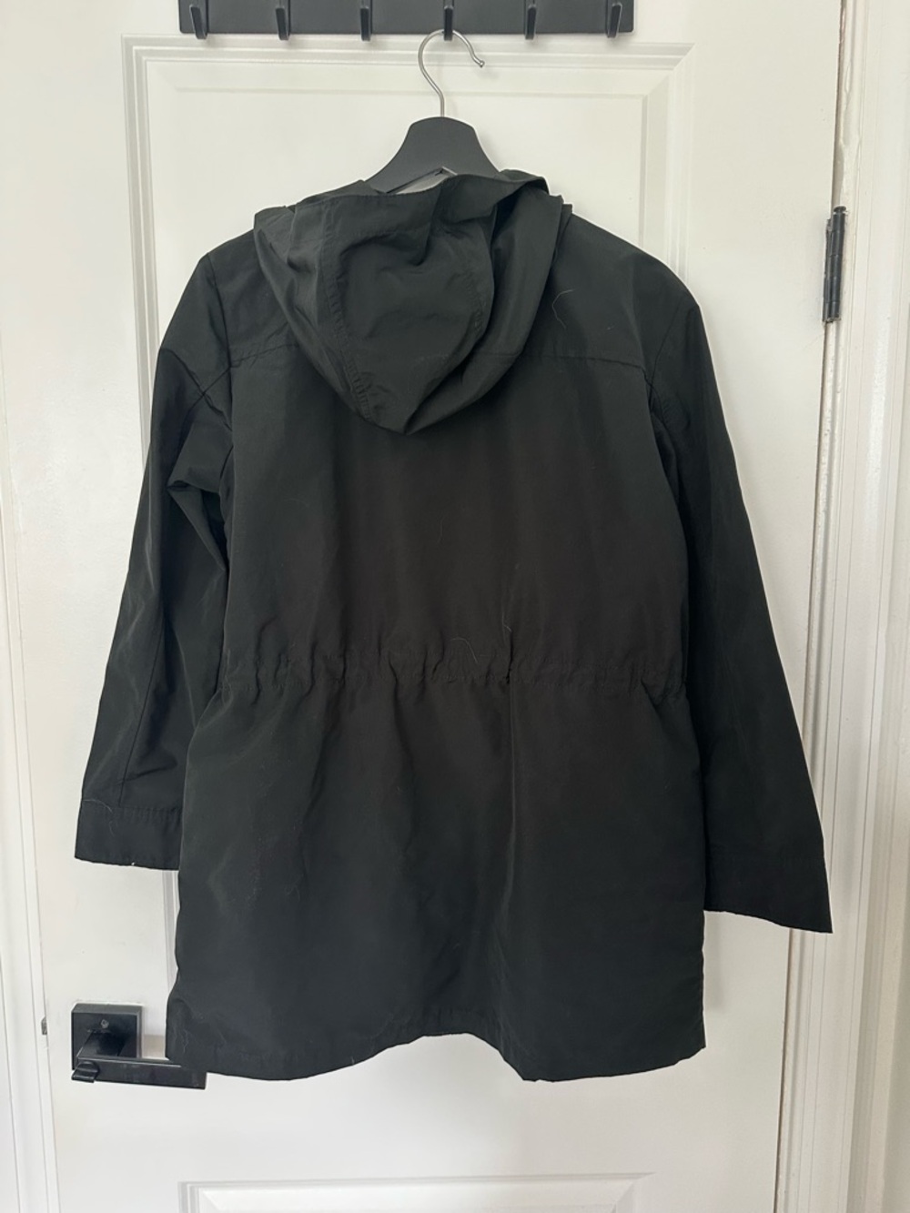 J. Crew Black Hooded Trench Rain Coat with Cinch Waist - Picture 4 of 5